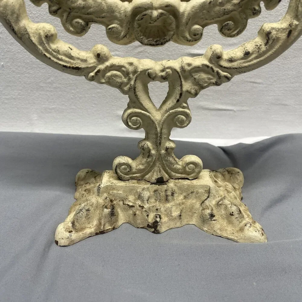 Vintage Cast Iron Mirror/Picture Frame Vanity Tabletop Pedestal Victorian Ornate